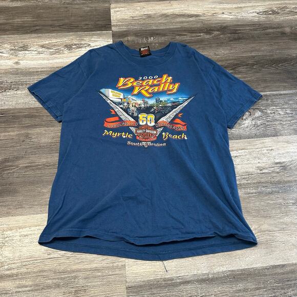 Vintage 2000 Harley Davidson Blue Mens L Myrtle Beach Rally USA Made Tee Shirt‎ - Picture 3 of 8